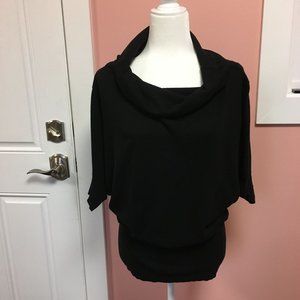 Anne Klein Short Sleeve Cowl Neck Sweater - Black - Size 0X